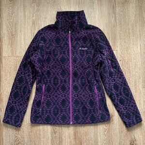 NWOT Columbia purple southwestern print fleece jacket, size large